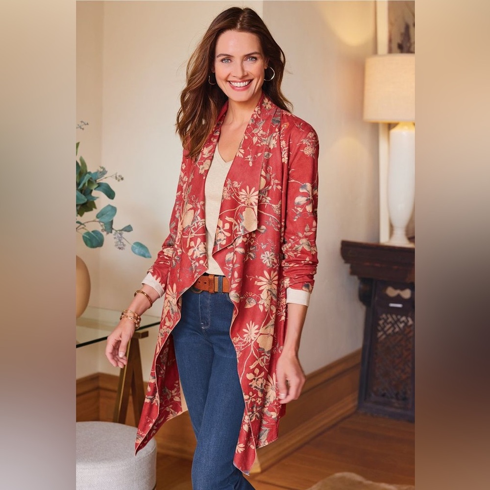 NWT‎ Soft Surroundings Rustic Botanical Suede Jacket- Medium